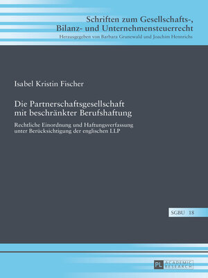 cover image of Die Partnerschaftsgesellschaft mit beschränkter Berufshaftung